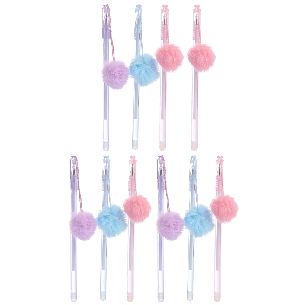 

10 Pcs Pens Plastic Writing Stationery Ball Pendant Student Supplies Round Smooth Pen Holder Plastic Gel Pens Lovely