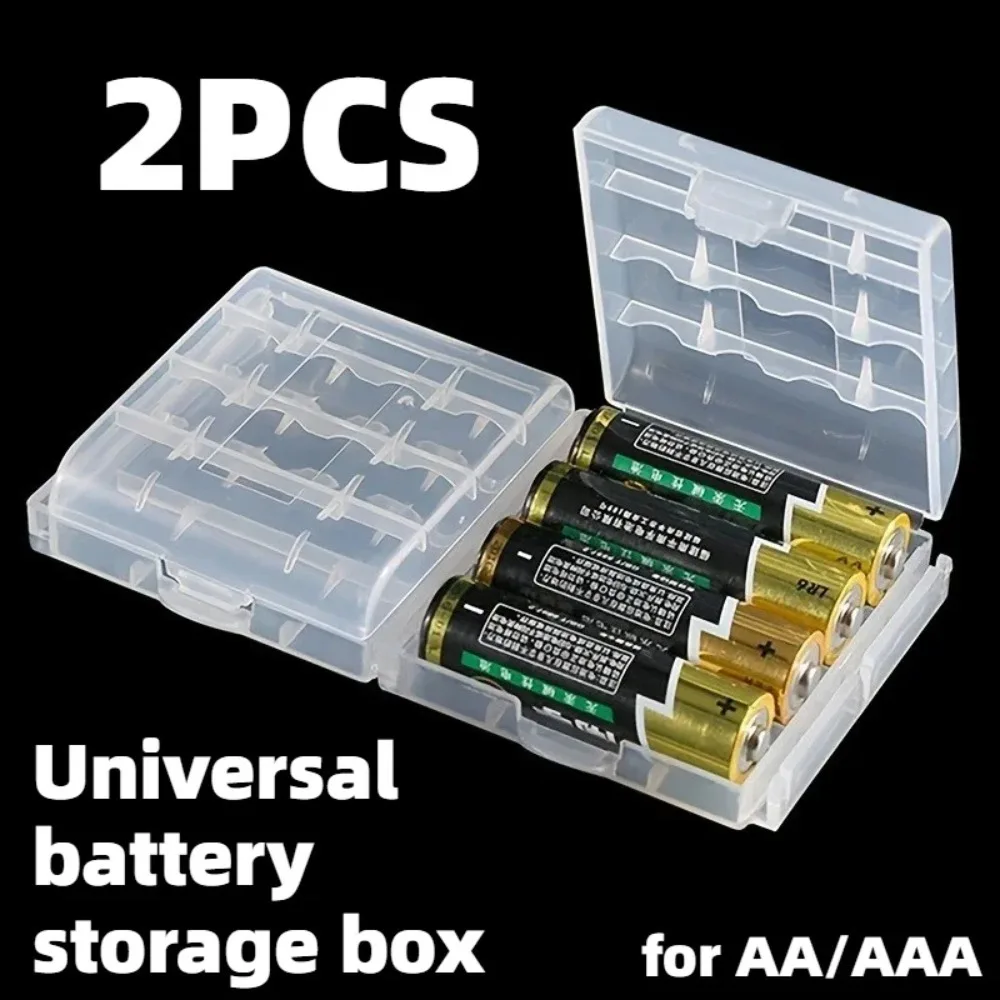 2Pcs Universal Transparent Plastic Battery Storage Case AAA AA Battery Box Organizer Holder for Home And Office image 3