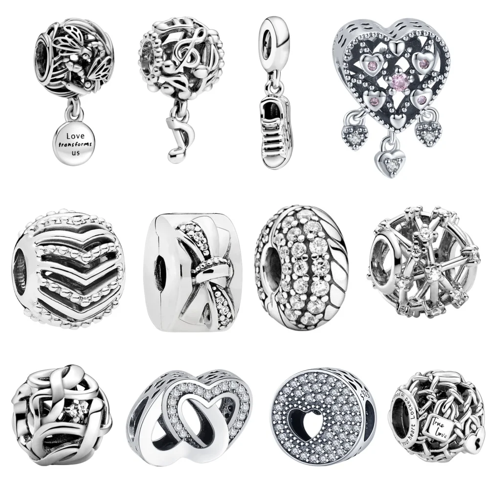 

New Original 925 Sterling Silver Vintage Hollowed-out Beads Pendant DIY Charms Fit Bracelet Accessories Women Girl Jewelry Gift