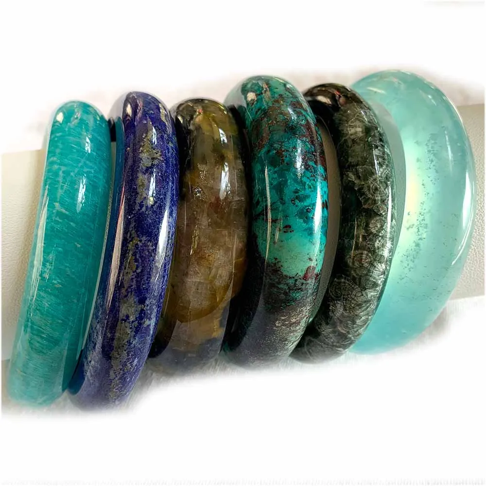 Veemake Pietersite Amazonite Lapis Lazuli Malachite Chrysocolla Seraphinite Serpentine Canada Jade Natural Bangles Bracelet