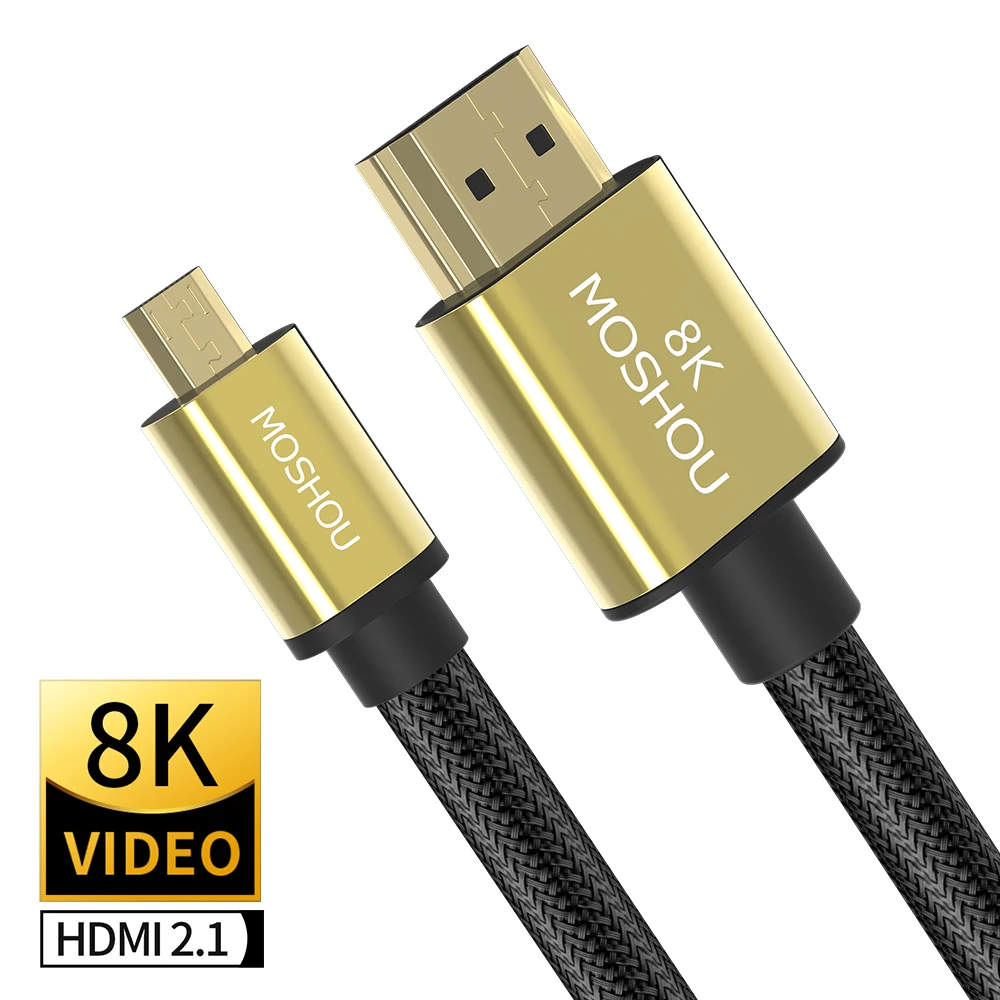 Moshou 8K Micro HDMI to HDMI Cable Male to Male Cable 1m 1.5m 3m 5m 3D 1080P 1.4 Version for Tablet Camera Micro HDMI Cable