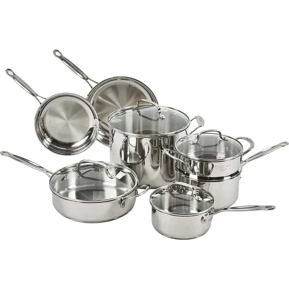 

11-Piece Cookware Set Non-stick Cookware for Kitchen Accessories Chef's Classic Stainless Steel Collection 77-11G Pot Utensils