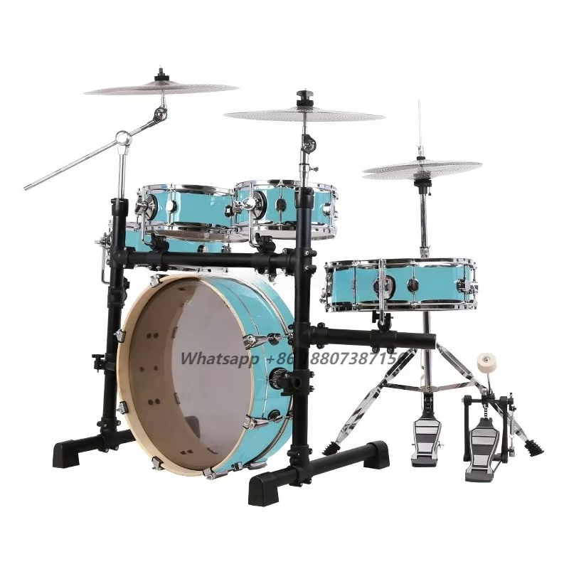 

Portable Practice Acoustic Adult 7 Piece Jazz Snare Tom Bass Kick 5 Drums 3 Cymbal Set Full Set Professional with Cymbal