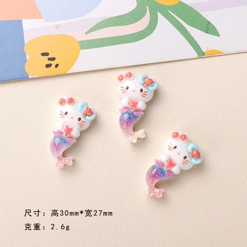 10PCS Resin Cartoon Color Mermaid Series Flatback Stone Home Decor Princess Fairy Figurine Scrapbook DIY Accessories Craft