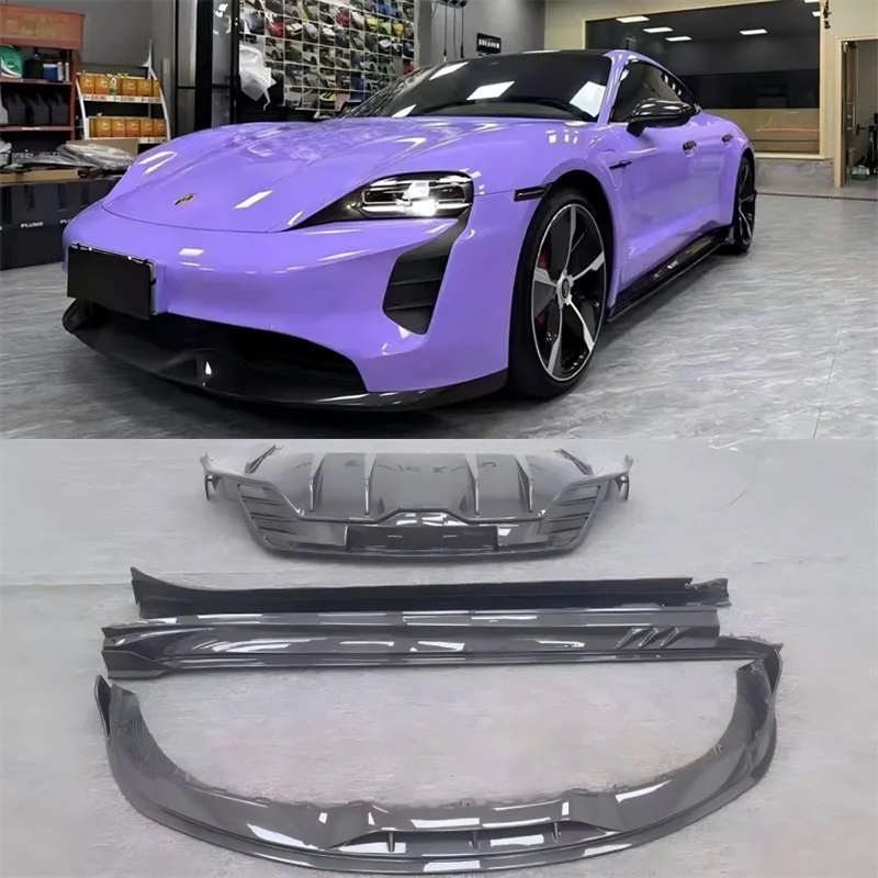

For Porsche Taycan Real Dry Carbon Fiber Bumper Front Lip Rear Diffuser Side Skirts Splitters Spoiler Accessories Body Kit