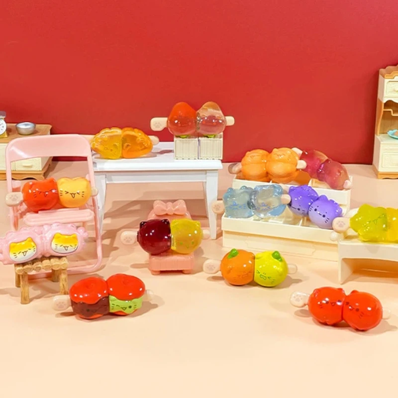 

Новинка! Магнитная сборная фигурка-украшение Baby Story Cute Ice Meow Tanghulu в слепой коробке, подвеска-талисман на удачу, подарок на Новый год