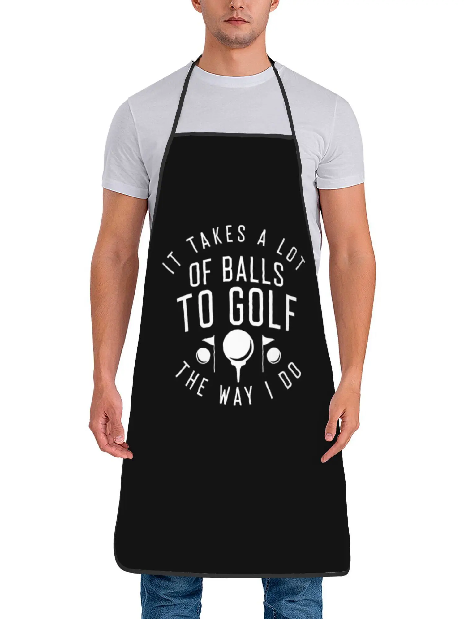 Humorous Golf Ball Flag Quote Letter Art Printed Oilproof Apron Men Women Cooking Barbecue Baker Golf Fan Surprise Gift