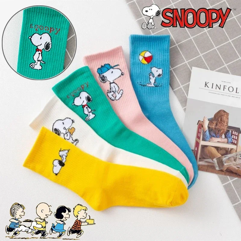 Snoopy Cartoon Cartoon Mid-tube Socks Women Cute Spring Summer Cotton Sock Girls Anime Thin Cute Breathable Sport Casual Socks