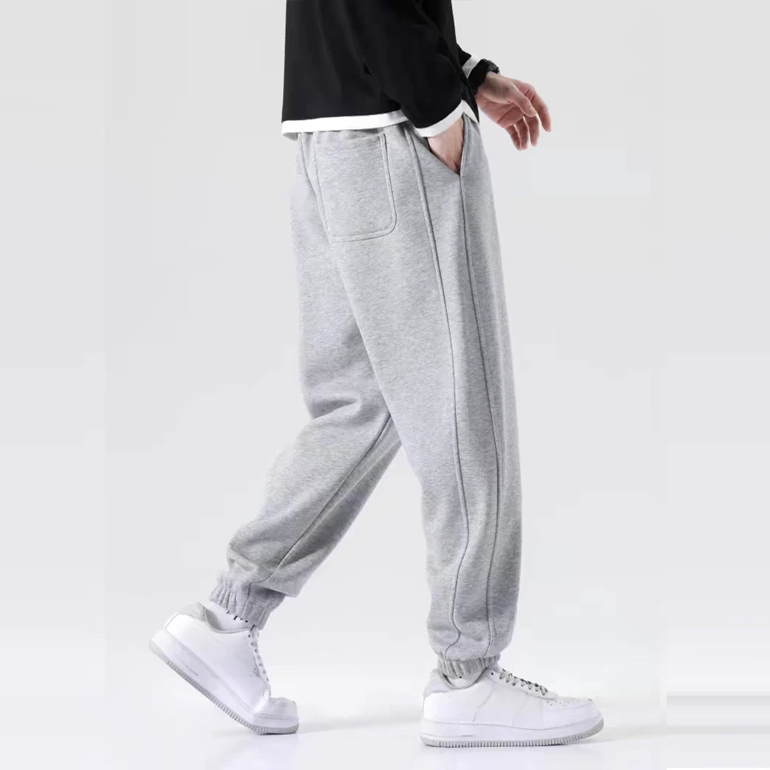 Graue Sport-Baggy-Sommer-dünne Herren-Freizeithose, Designer-Ästhetik, koreanischer Stil, Y2k, große Größe, Mode, 2025, lange männliche Hose