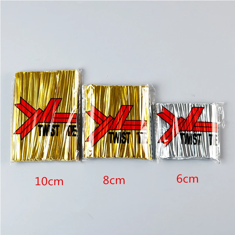 6/8/10cm 800pcs Metallic Twist Ties Wire Sealing Wire For Plastic Lollipop Candy Bag Pack Sealing Steel Baking Wrapping Ligation view 2