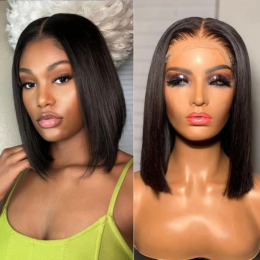 

Bob Wig Human Hair 6x4 Straight Hd Lace Front Wigs Human Hair with Baby Hair 180% Density Glueless Wigs Human Hair Pre Plucked