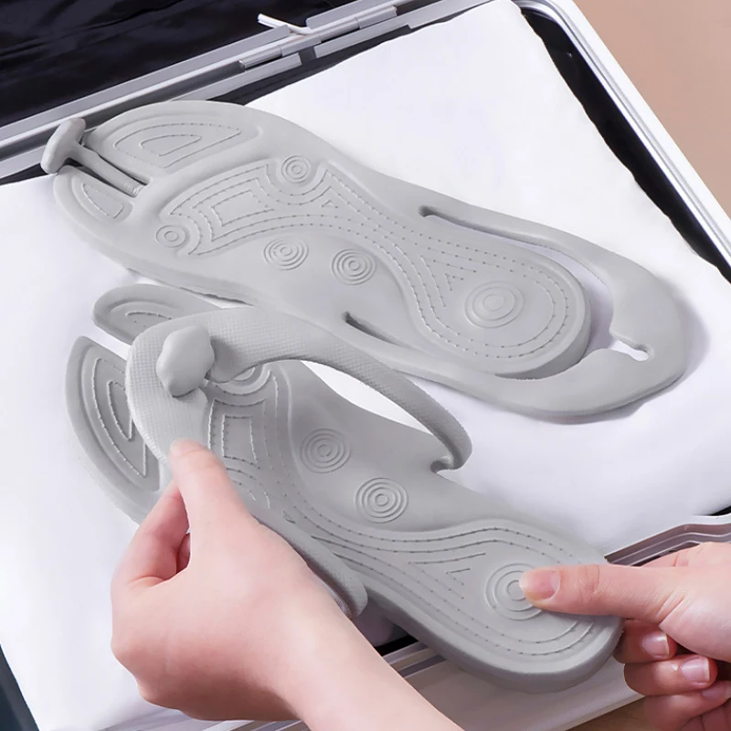 

Новые однотонные портативные складные тапочки для мужчин и женщин, легкие нескользящие шлепанцы для дома и улицы, пляжные дорожные шлепанцы