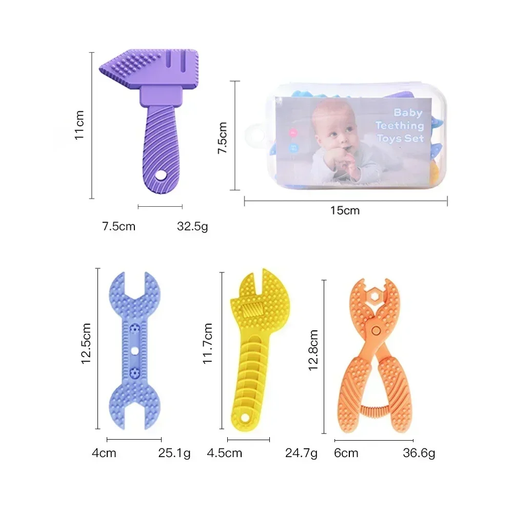 Wrench Shape Baby Silicone Training Toothbrush Safe Teething Chew Toys BPA Free Cartoon Shape Safe Teething Chew Training Toy