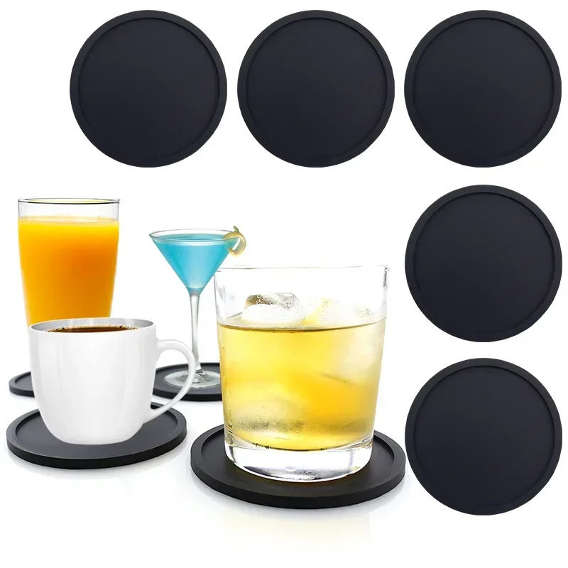 

Round silicone coaster 10cm dining table anti-skid and thermal insulation mat Coffee beverage anti scald and drain cup mat