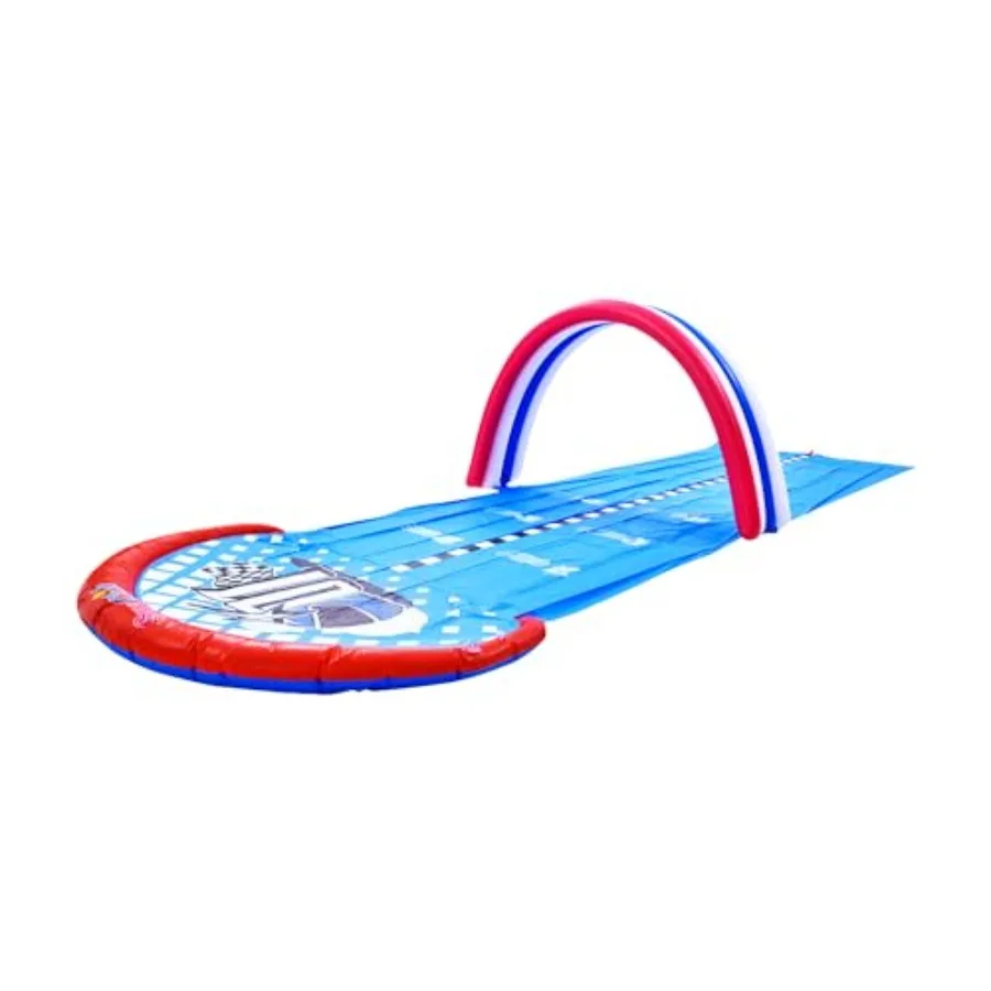 

Inflatable Ground Race Track Water Slide 16ft 2-Person Blue Durable PVC Material Fast Inflation and Easy Setup for Outdoor Fun