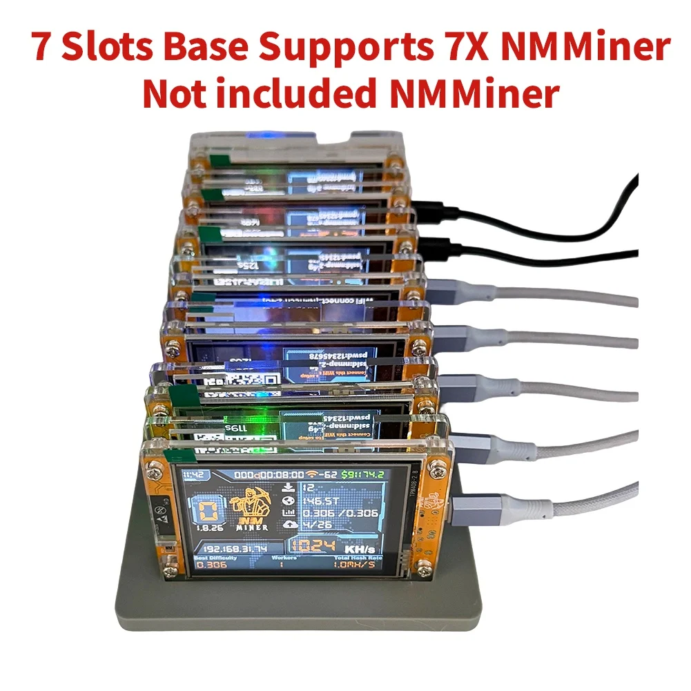 

Sensitive 2.8 Inch Nmminer 7 Slots Base Bracket For Nerdminerbitcoin Crypto Solo Miner 7 Slots Stand Supports 7X Nmminer