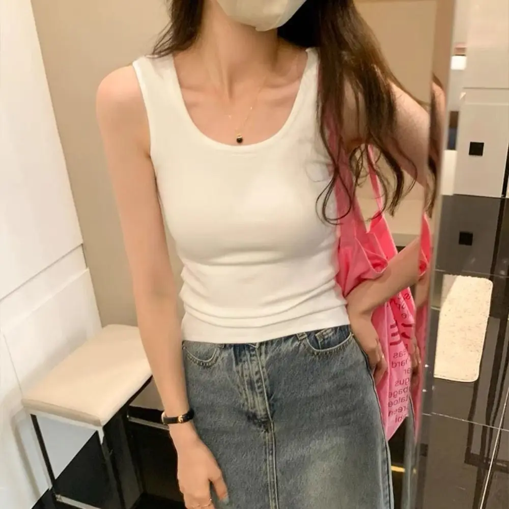 

Hot Sale Thread Cotton Strap Vest Sleeveless Knitted Outerwear Vest Outerwear Breathable Beach T-shirt Summer