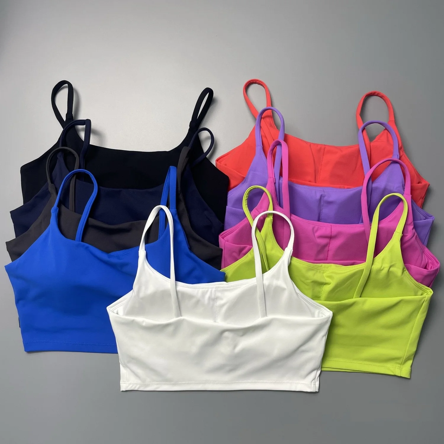 Solid Color Soft Sports Bra Soft Yoga Top Women's Tight Athletic Spaghetti Strap Butter Gym Underwear Comprehensive Training Jog