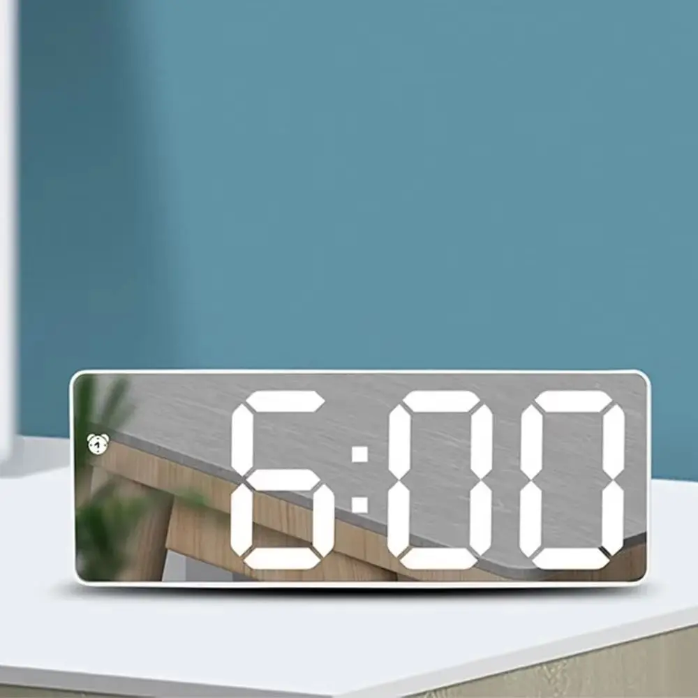 Plastic Voice Control Digital Alarm Clock Dual Alarm Voice Control LED Electronic Alarm Clock 12/24H Adjustable Desktop Clock