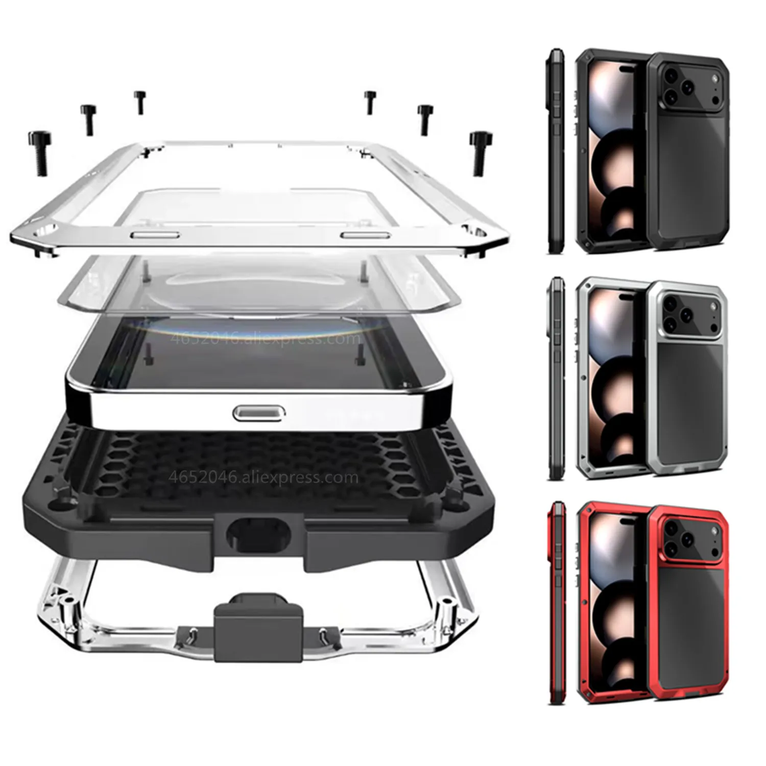 Coque de téléphone en aluminium et métal, étui résistant aux chocs pour iPhone 17 Pro Max 16 15 14 13 12 11 17 Air SE XR Xs Max 7 8 Plus