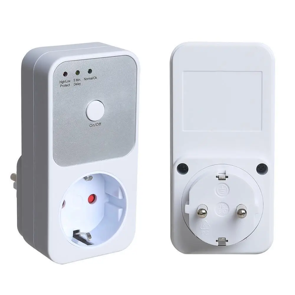 Automatic Voltage Protector Socket Switcher AC 220V Power Surge Safe Protector Stabilizer For Refrigerator Switcher Eu Plug