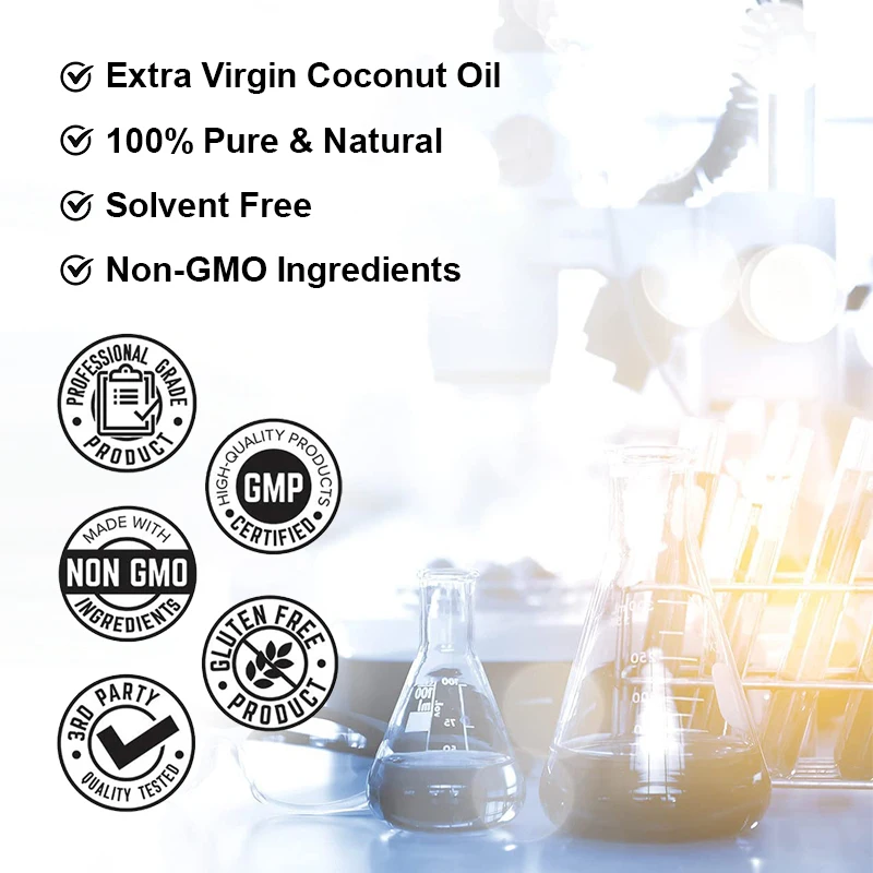 Coconut Oil Capsules Promotes Healthy Hair, Skin & Nails Made with Organic Coconut Oil