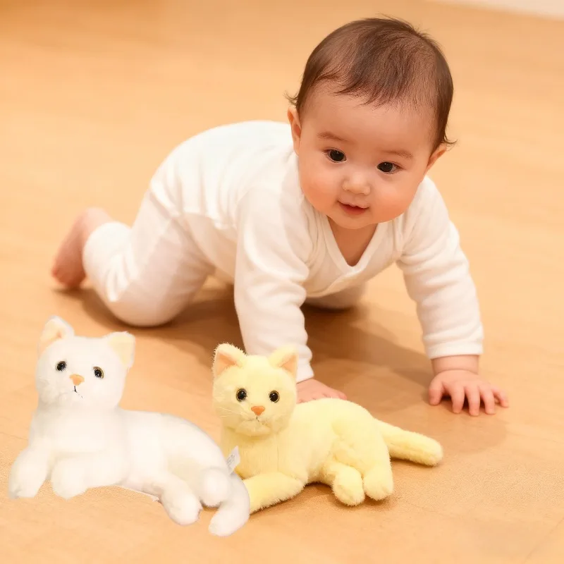 Baby kattenspeelgoed Leuke en realistische kattenpop Pluche vulling Gezond Geurloos Simulatiepop Babycadeau Knuffels 3D-ornamenten