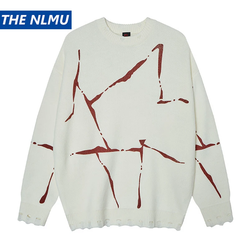 

2025 Autumn Men’s Sweater Couple Knitted Sweaters Casual Loose Pullover Hip Hop Streetwear Y2K Knitwear Unisex Hipster