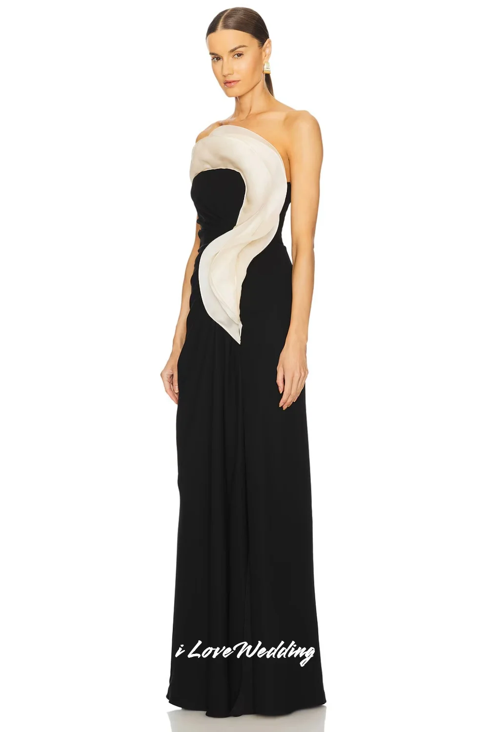 Vestidos de Noche negros sin tirantes, vestido de fiesta de boda elegante hasta el suelo plisado con abertura de sirena sin mangas de satén 2025, personalizado