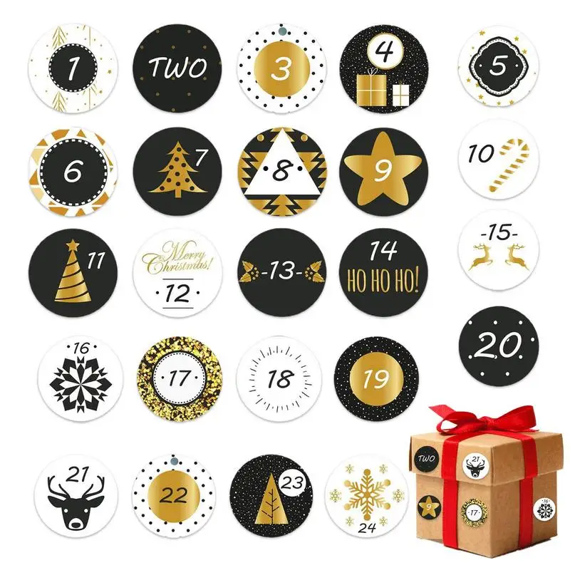 1 foglio calendario dell'avvento di natale numero adesivo biscotto caramelle regalo sigillo etichetta adesivo di carta decorazione di buon natale capodanno