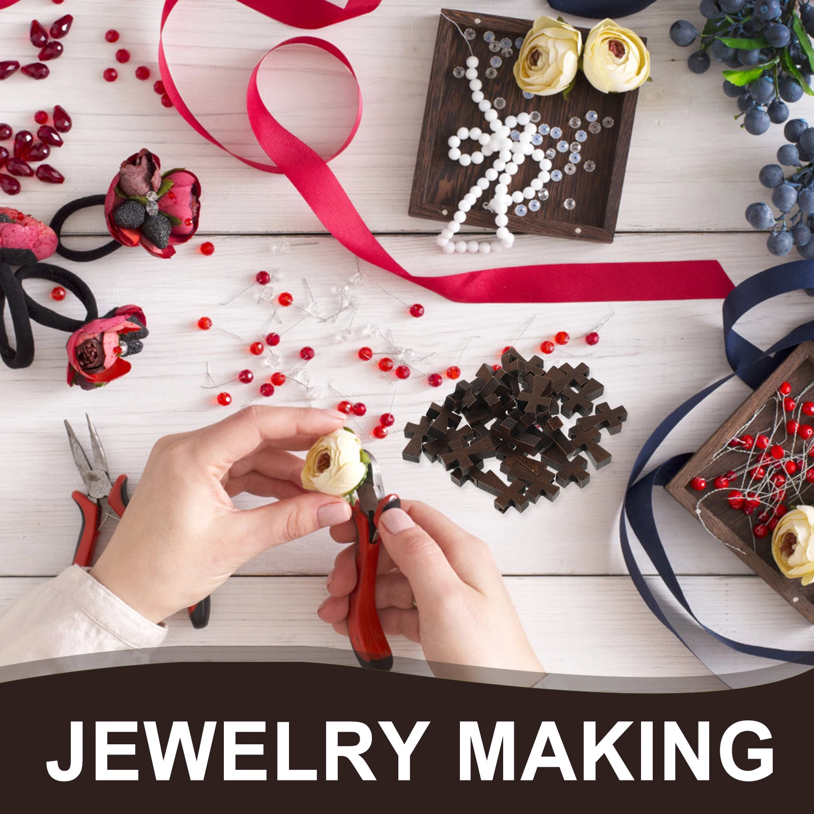 150 pçs cruz de madeira charme acabamento natural pequenas cruzes de madeira para fazer jóias colar pulseira chaveiro artesanato