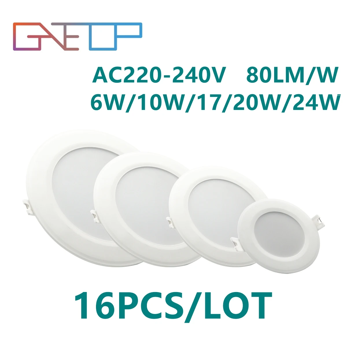 

16PCS LED circular recessed downlight AC220V 6W-24W high lumen flickerless for kitchen, study, bathroom, living room and office