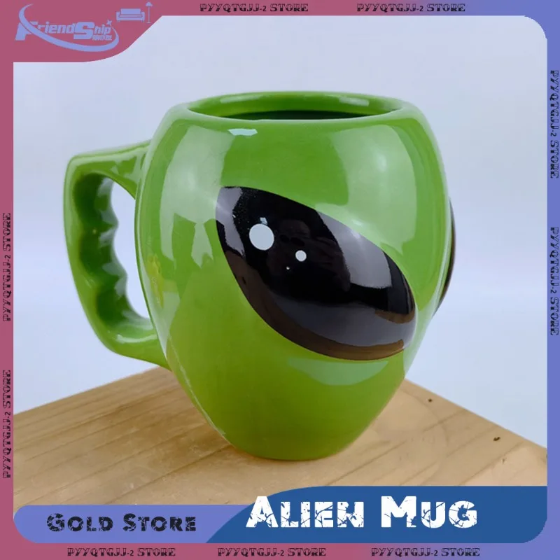 Cartoon Alien keramische mok groene interessante koffiemokken met gladde randen Office Home drinkwaterbeker voor kinderen Creatief cadeau