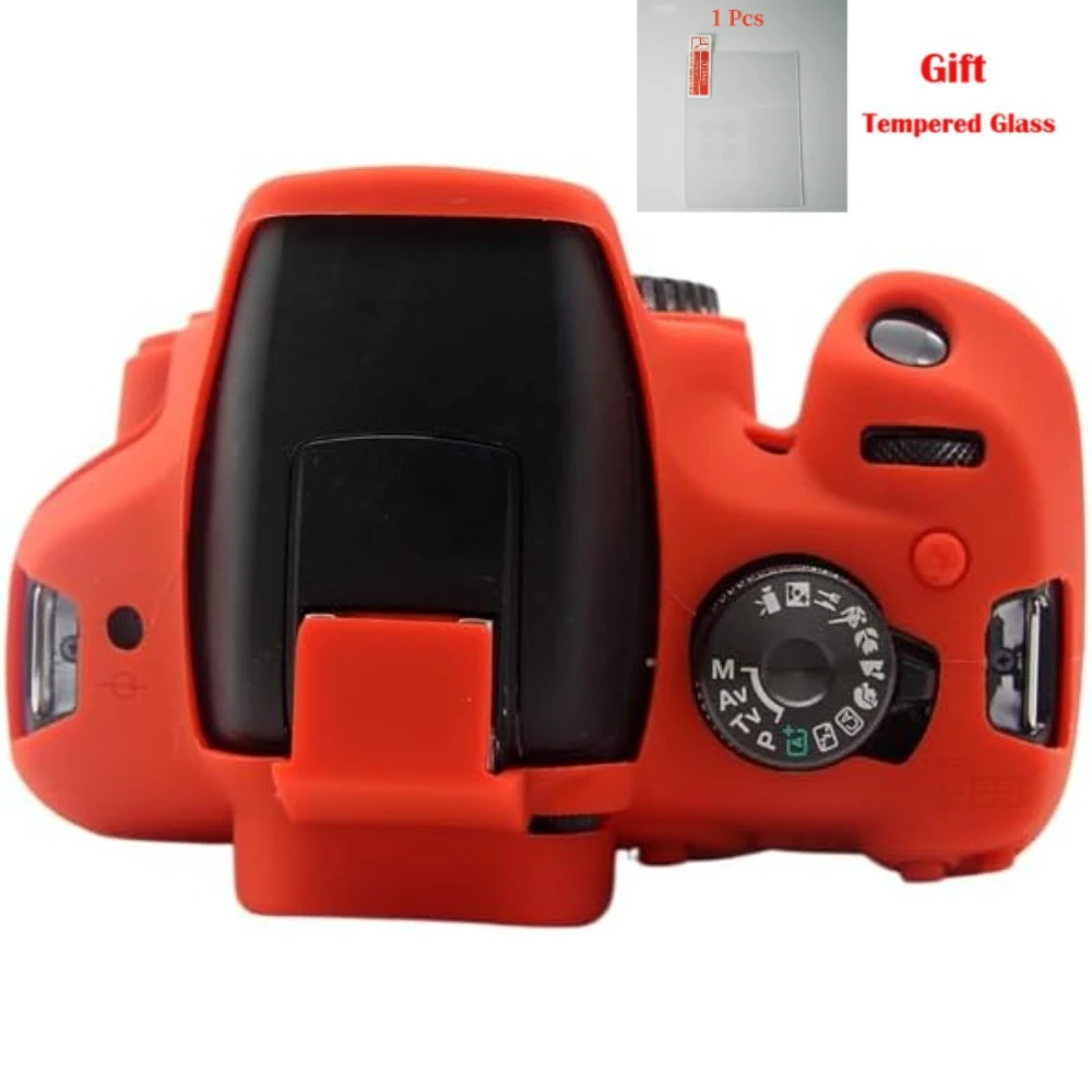 

Silicone protective case ，For Canon EOS 1300D/1500D/ Rebel/T7/ T6, SLR Camera Silicone Case Photography Bag + free tempered film