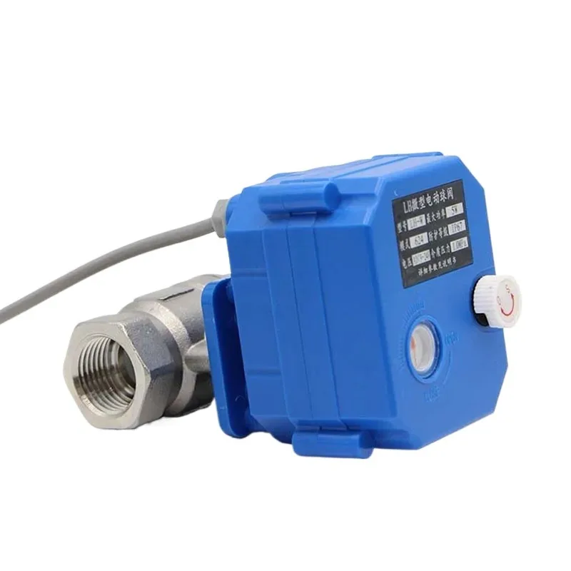 DN20 3/4 Inch SS304 Motorized Ball Valve 2 Way Electric Water Valve with Manual Override Multi Voltage 5V/12V/24V/AC220V