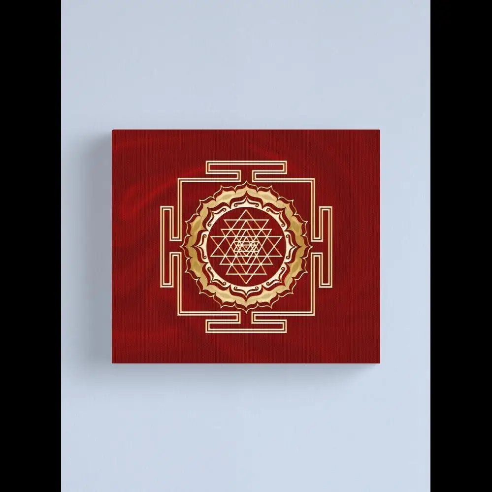 Shri Yantra Heilige Geometrie Leinwanddruck Kosmischer Energieleiter Wandkunst für Heimdekoration Spirituelles Poster Meditationsraum Boho
