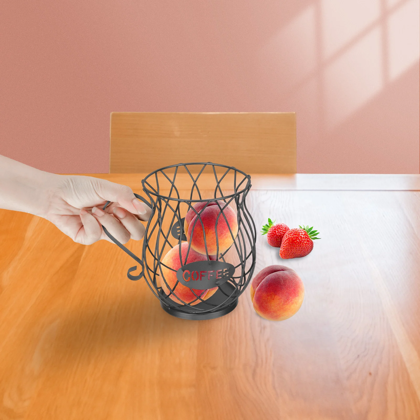 

Iron Art Fruit Basket Hollow Design Lightweight Snack Storage Kettle Shaped Vegetable Holder Wire Metal Craft Durability
