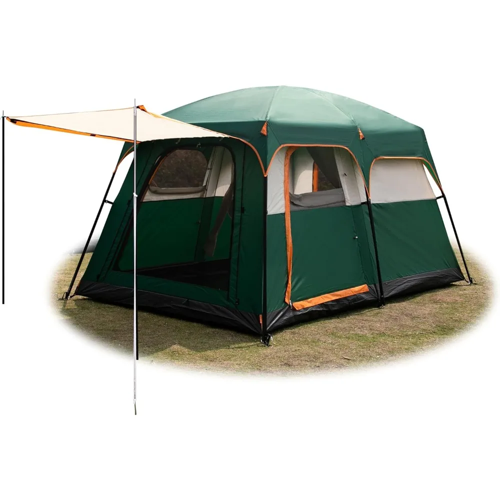 

Large Tent 6 Person,Family Cabin Tents,Straight Wall,3 Doors and 3 Windows with Mesh,Waterproof,Big Tent for Outdoor