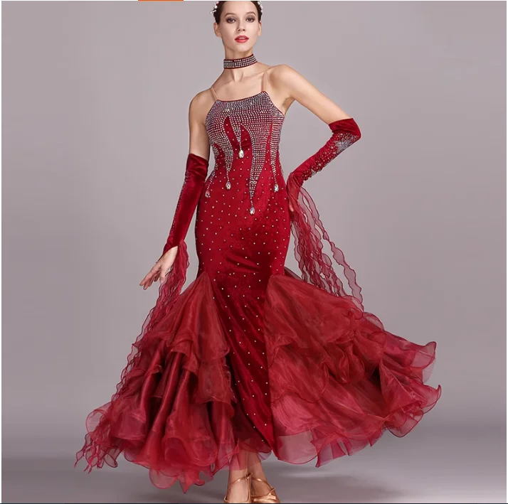 Women's Modern Dance Skirt Dance Hall Competition, High Quality Professional Waltz Dress