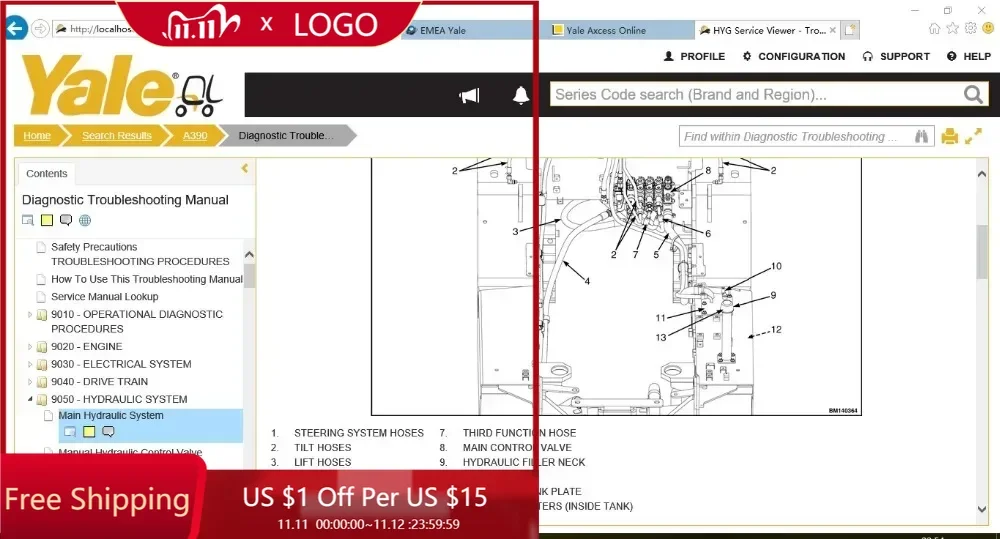 

TruckEPC3 Yale Сервисный инструмент для ПК (PCST) V5.5 + Инструмент для диагностики обслуживания ONeSOU + Лицензия для мульт-ПК