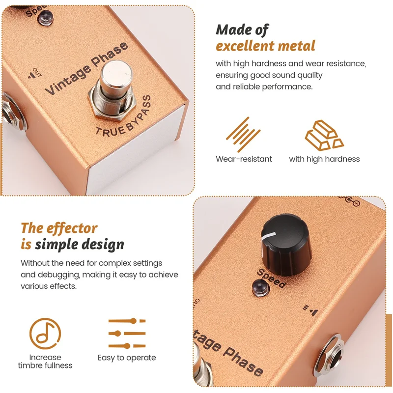 

YHOLI-Мини Педаль эффектов для электрогитары Педаль для электрогитары Винтажная фаза для электрогитары