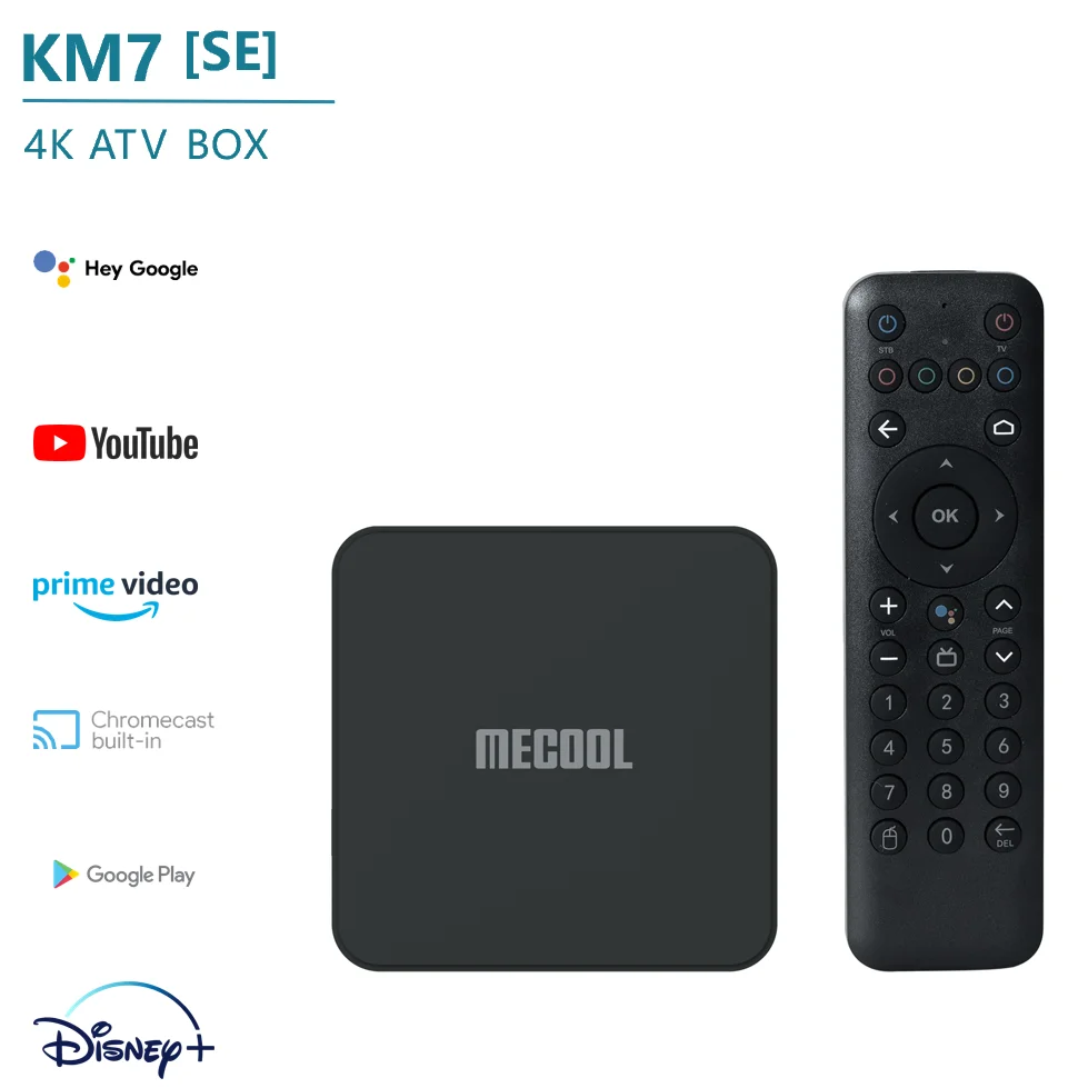 

【For Morocco DDP】MECOOL KM7 SE 2GB 32GB Android TV BOX Amlogic AV1 Google Certified Chromecast Hebrew Portuguese Voice Control