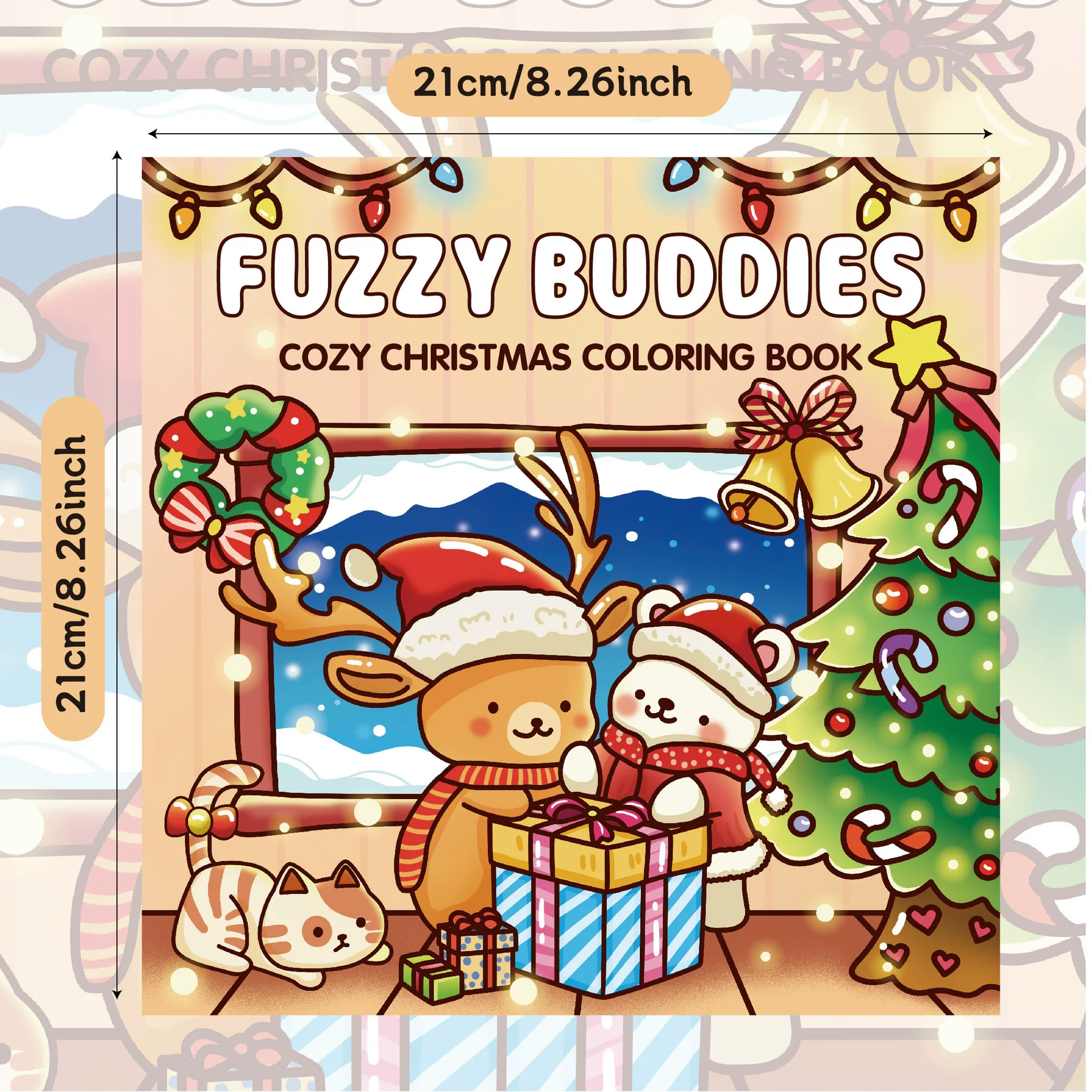 Fuzzy Buddies Cozy Christmas Coloring Book - Adorable Animal Characters And Cute Objects For Stress Relief