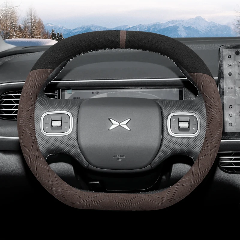 

For Xiaopeng Xpeng G6 G9 G3 G3i P5 P7 P7i Suede Steering Wheel Cover Non-Slip Four Season Universal Car Interior Accessories