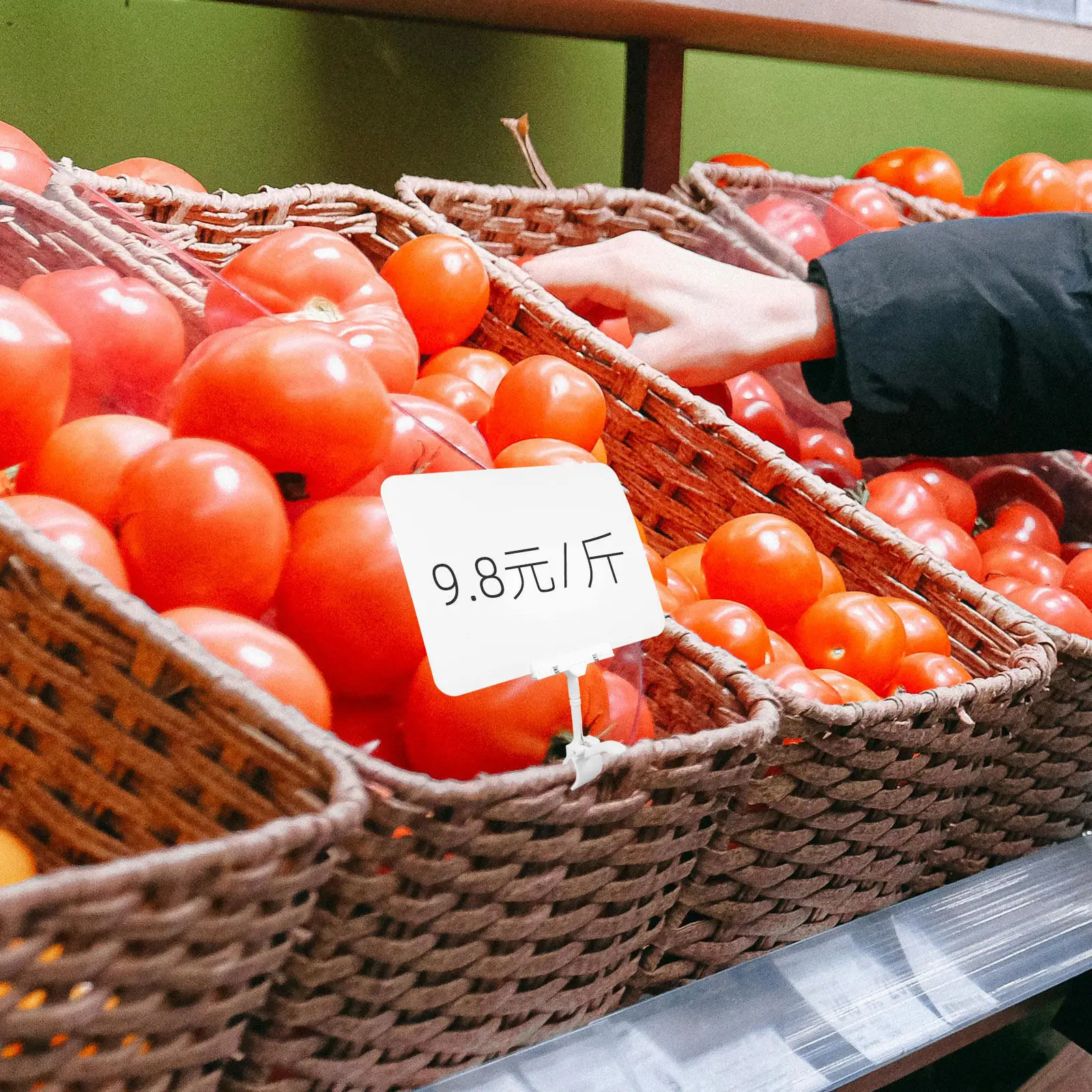 

Price Tag Holder with Clip Erasable Board A4 White Shelf Label Rack for Fruit Vegetable Display in Mall Shop Promotion