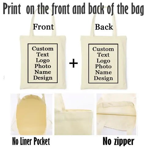 Stor canvasväska med tryck, logotyp, bild, namn, personlig brudtärnepresent till vänner, shopping, strand, resor, handväskor 10 best sales specialdesignad strandväska - №1