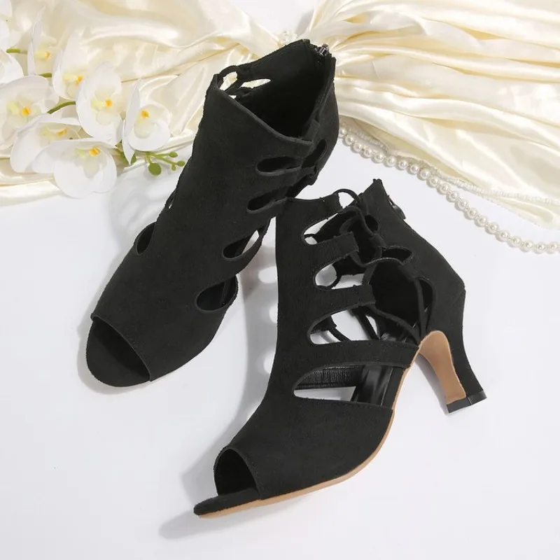 Summer New Pumps Women High Top Dance Shoes Ballroom Salsa Tango Sandals Girl Fashion Party Lace-up Cutout High Heel Sandalias image 4