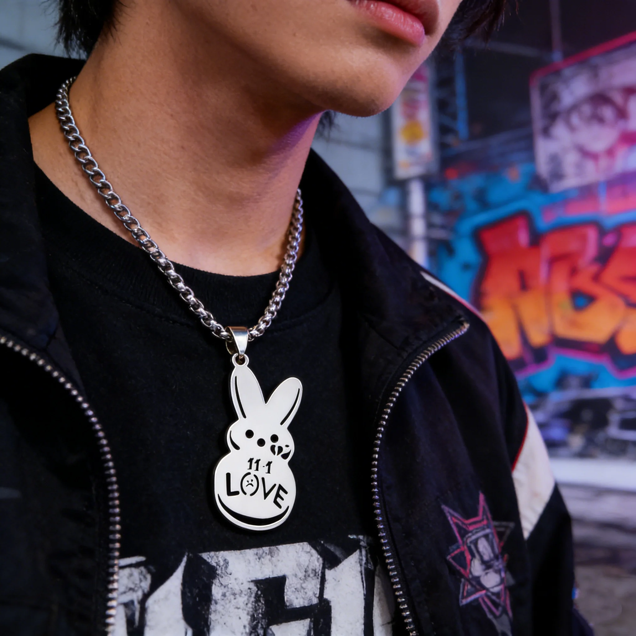 Kpop Lil Peep Rabbit Sad for Love Couple Pendant Necklace for