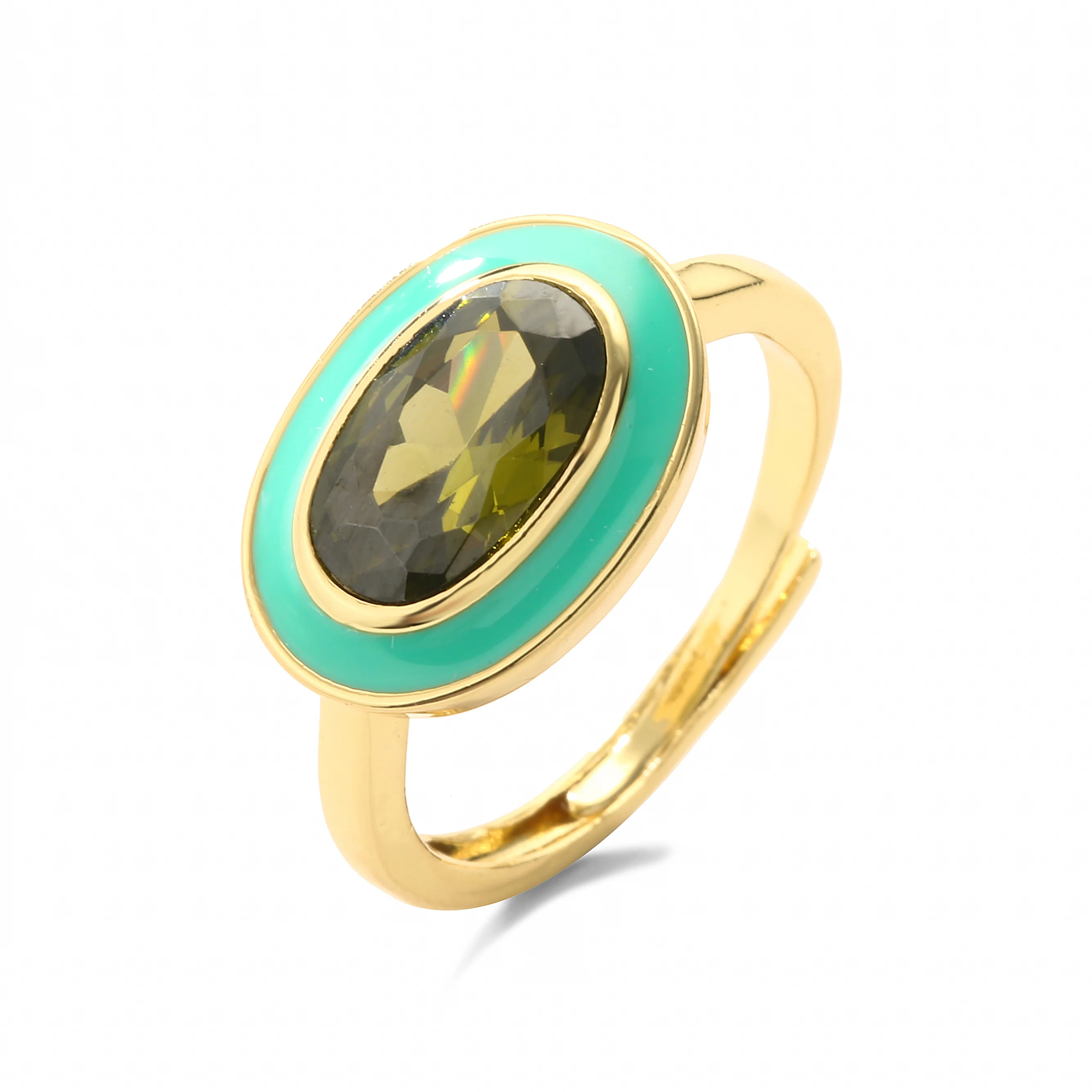 HECHENG, New Colorful Neon Enamel Open Adjusted Finger Ring For Women Fluorescent Fashion Copper Zircon Jewelry Wholesale