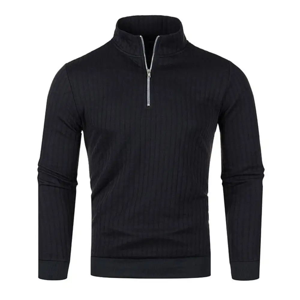 

NEW Sweatshirts Mens Half Zip Stand Collar Sweater Retro Youth Ribbed Turtleneck Pullover Casual Basic Warm Jumpers